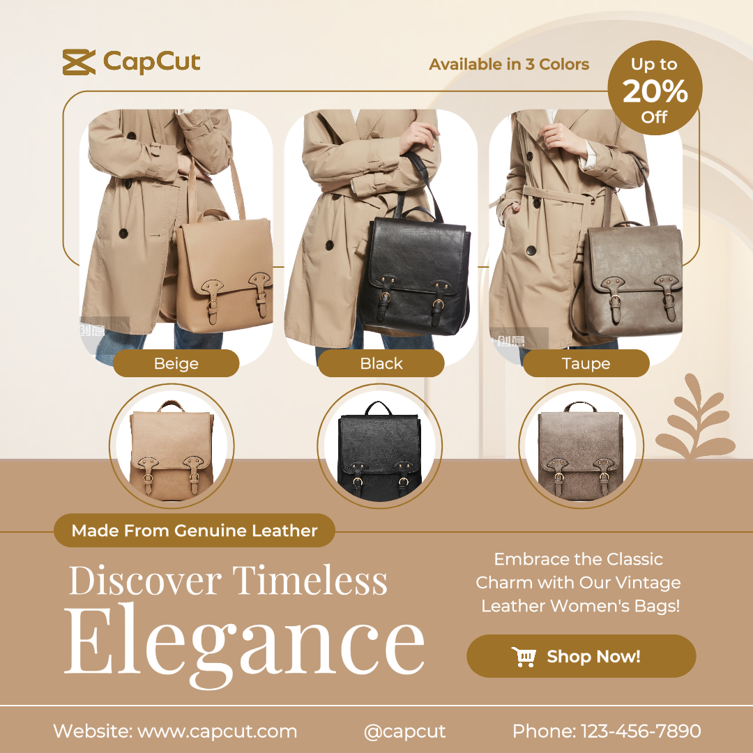 Damen Klassische Tasche Instagram Post Braun Minimalistisch