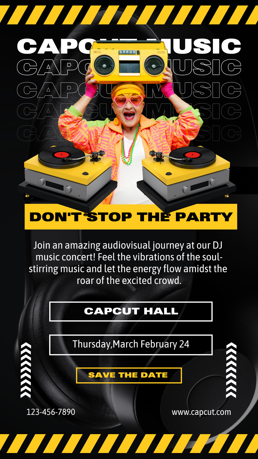 Music Party Instagram Story Streetwear Yellow Black