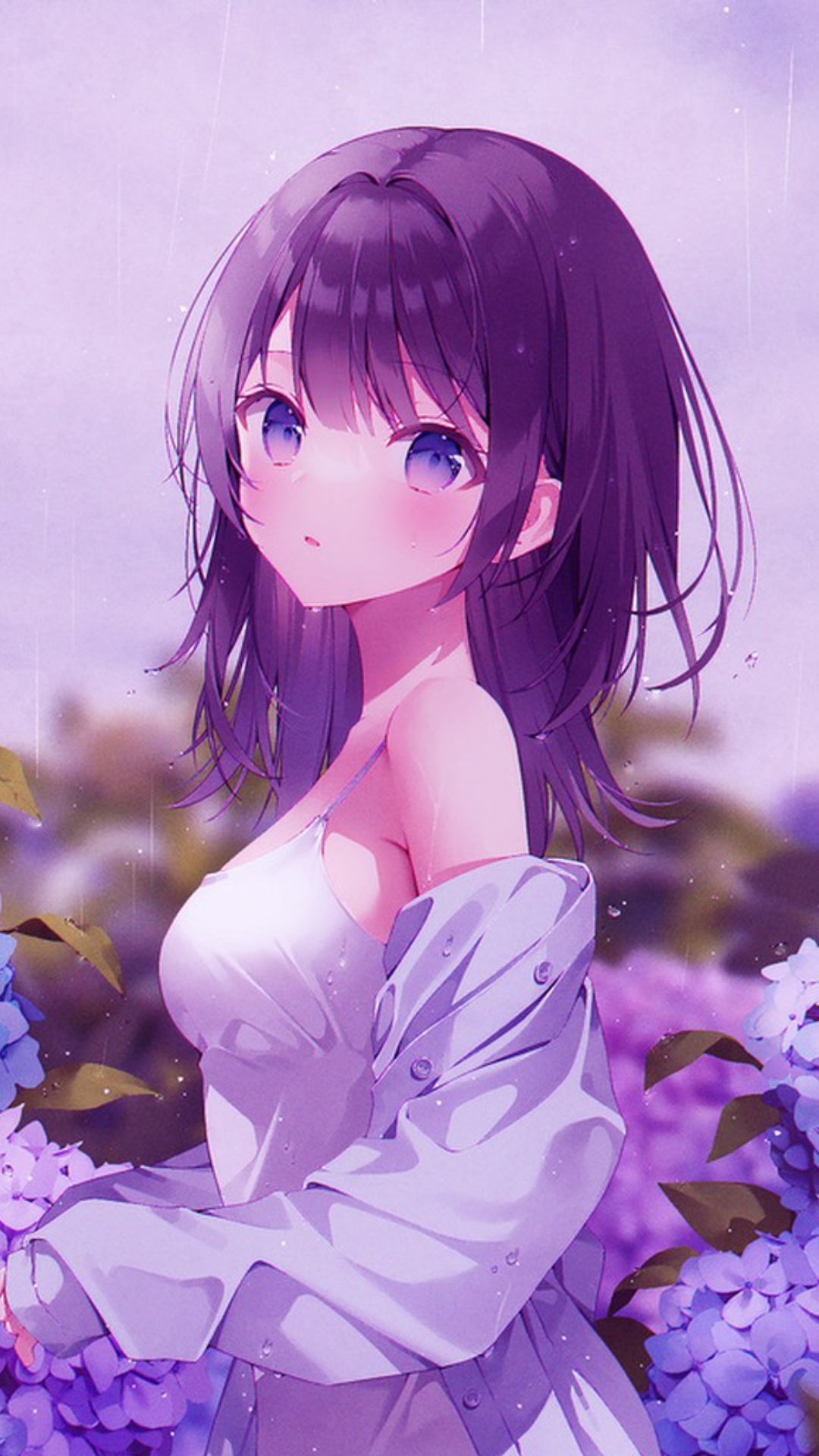 Fondo de pantalla póster creativo anime púrpura