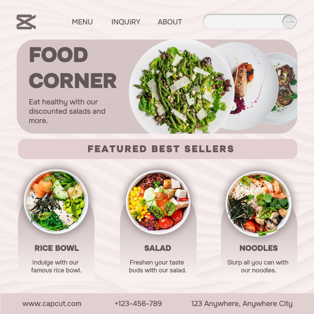 Food Corner Mini Website em MeninasNet