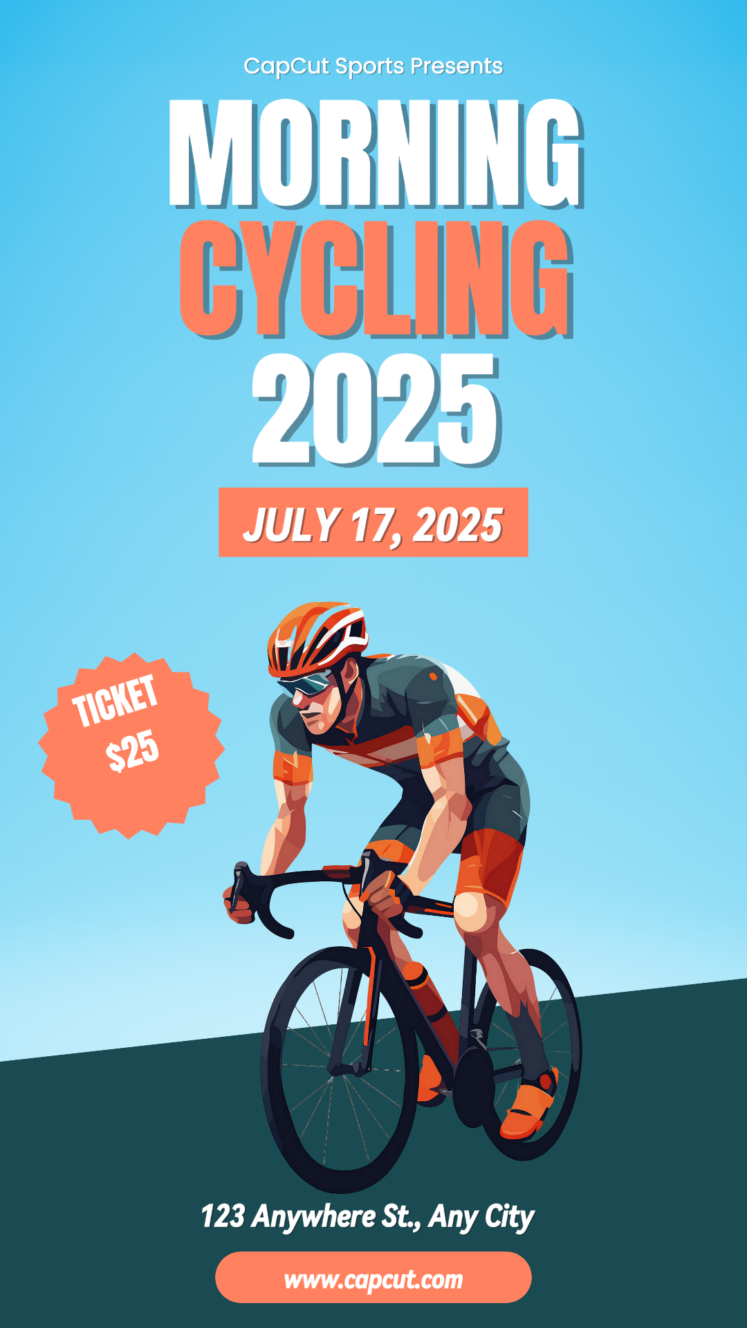 Poster Pemasaran Olahraga dan Pertandingan Bersepeda Instagram Story Blue Orange