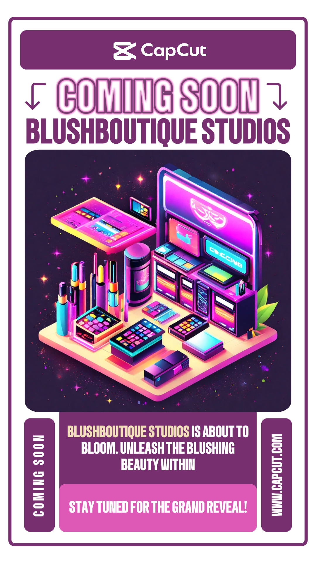 Life services Creative Poster Announcement Coming Soon TikTok White and Plum Color