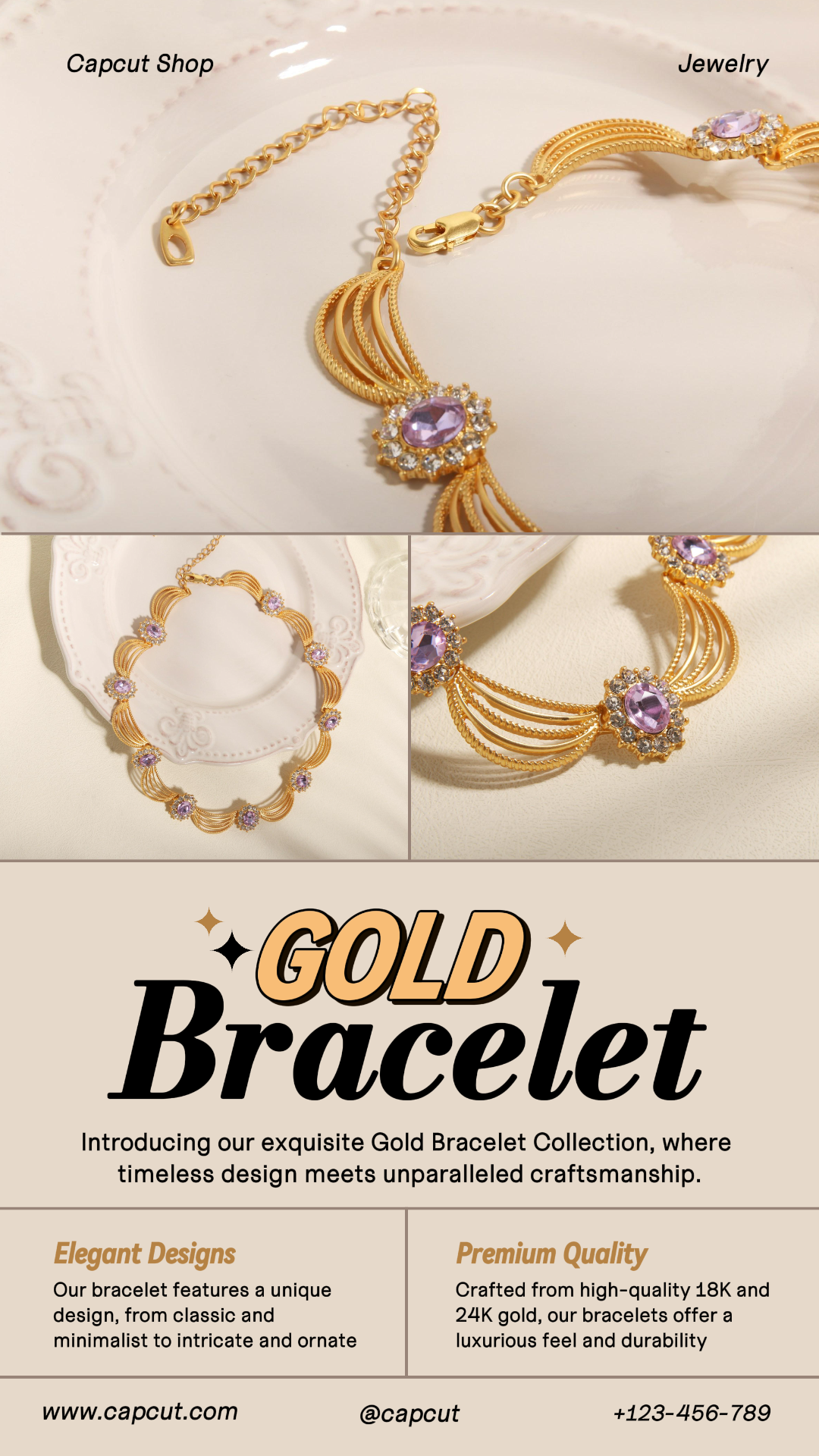 Jewelry and Accessories Gold Bracelet Display Instagram Story