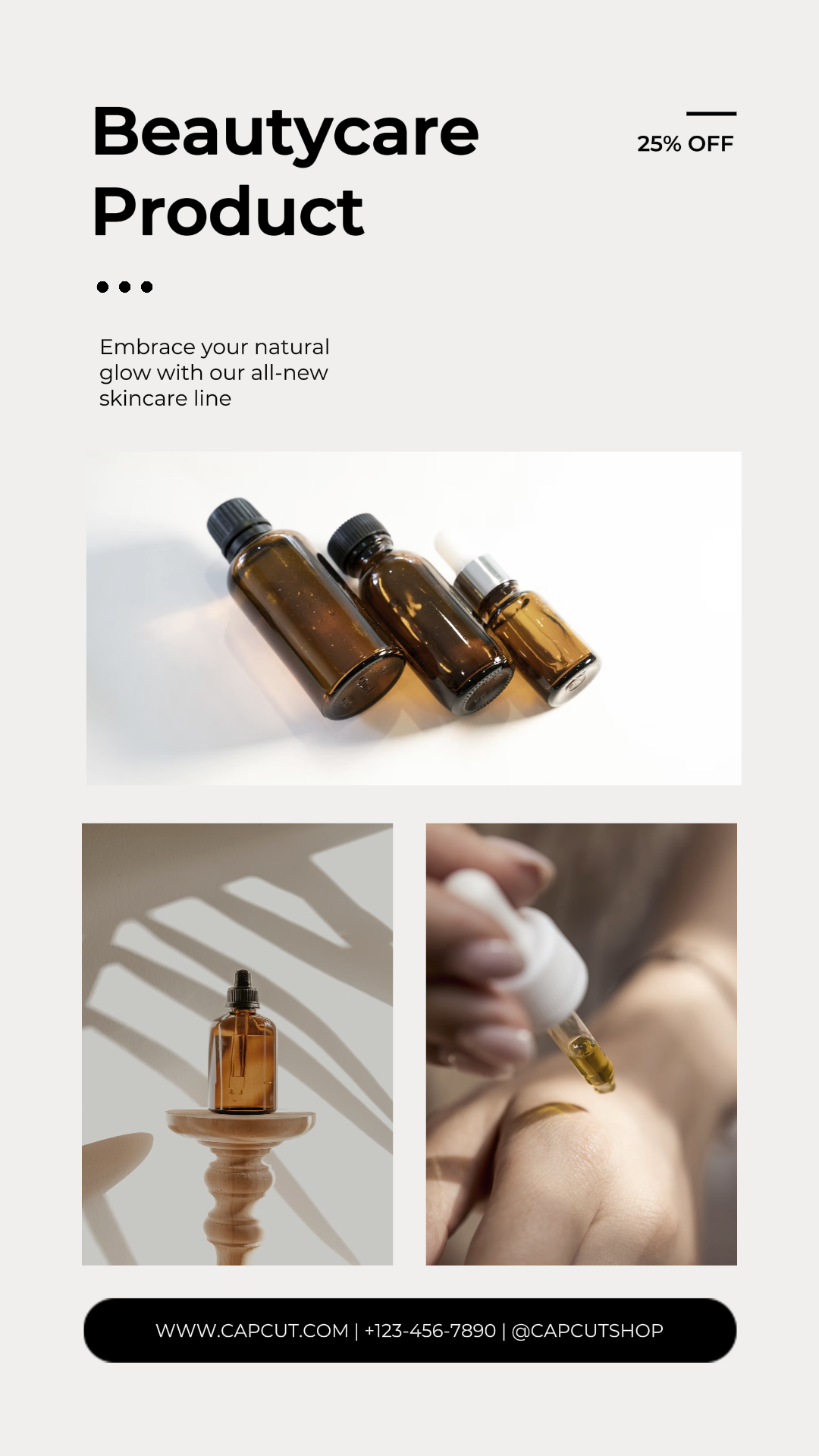 Cartel de marketing de collage minimalista instagram beautycare blanco