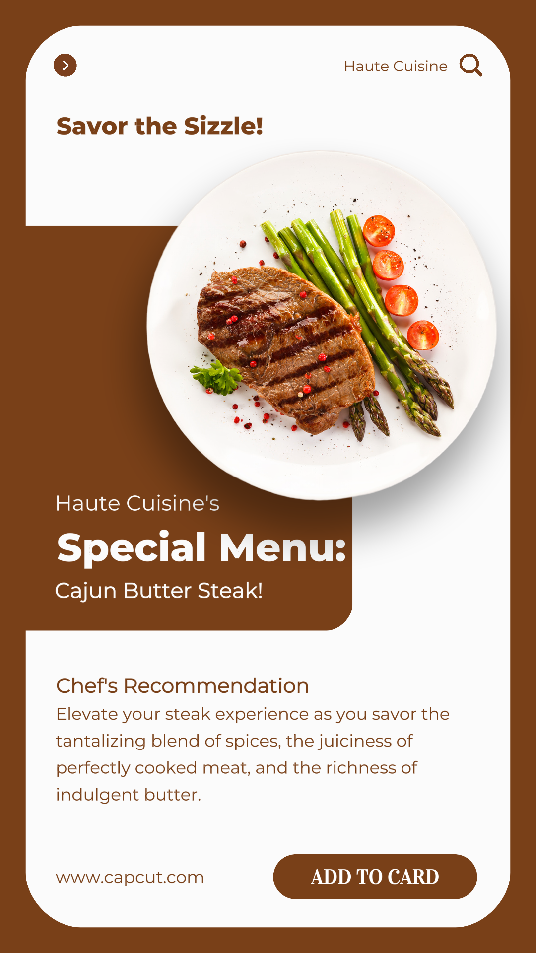 Essen Steak Spezialmenü Instagram Story