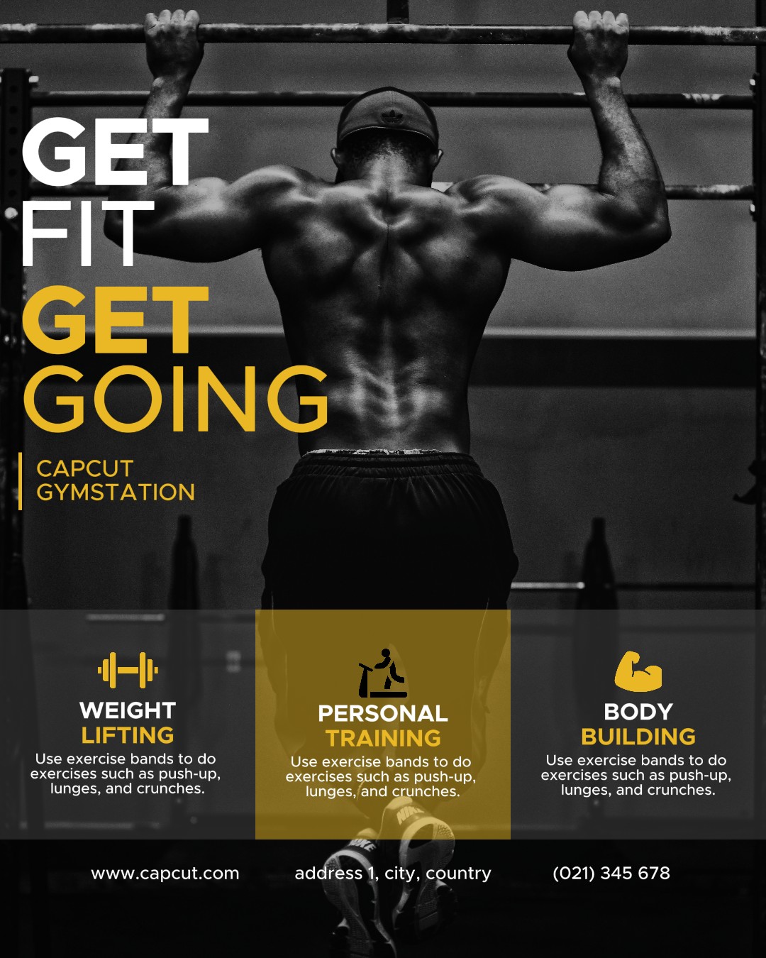 Latihan potret instagram selebaran gym