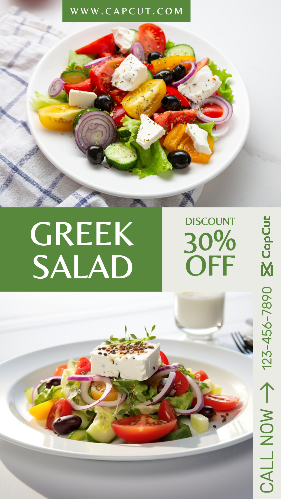 Greek salad food promotion social media story