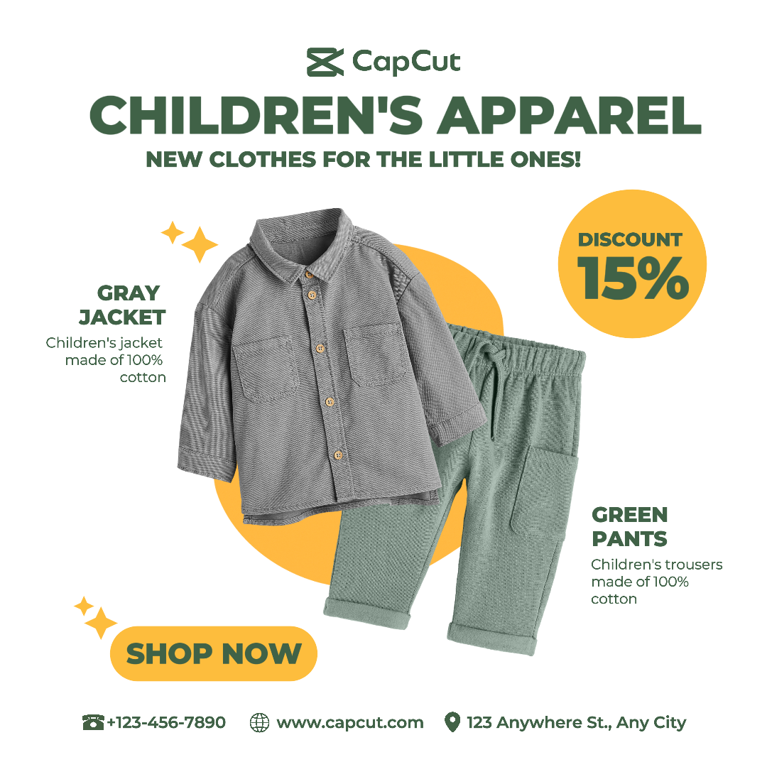 Promosi Produk Pakaian Anak Hijau