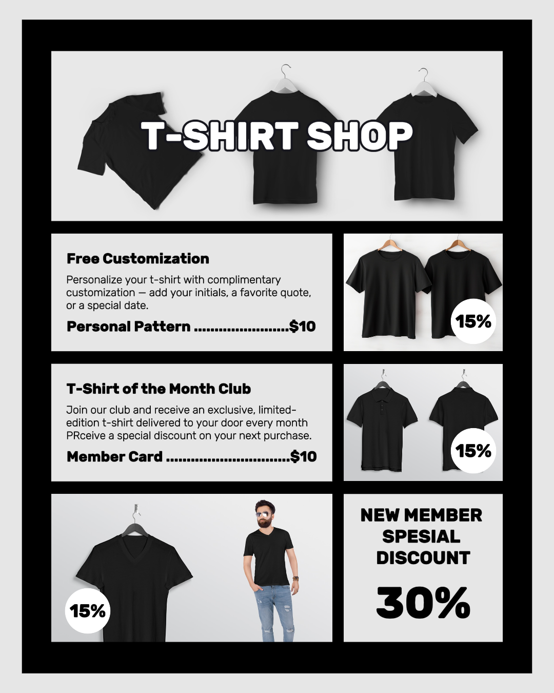 Affichage de t-shirts à la mode