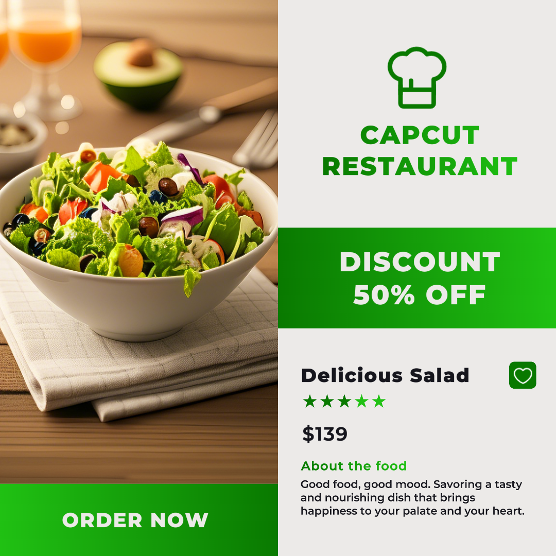 Healthy Foods Menu Foods & Beverage Promotion Instagram Story Post Green & Gray Minimalist