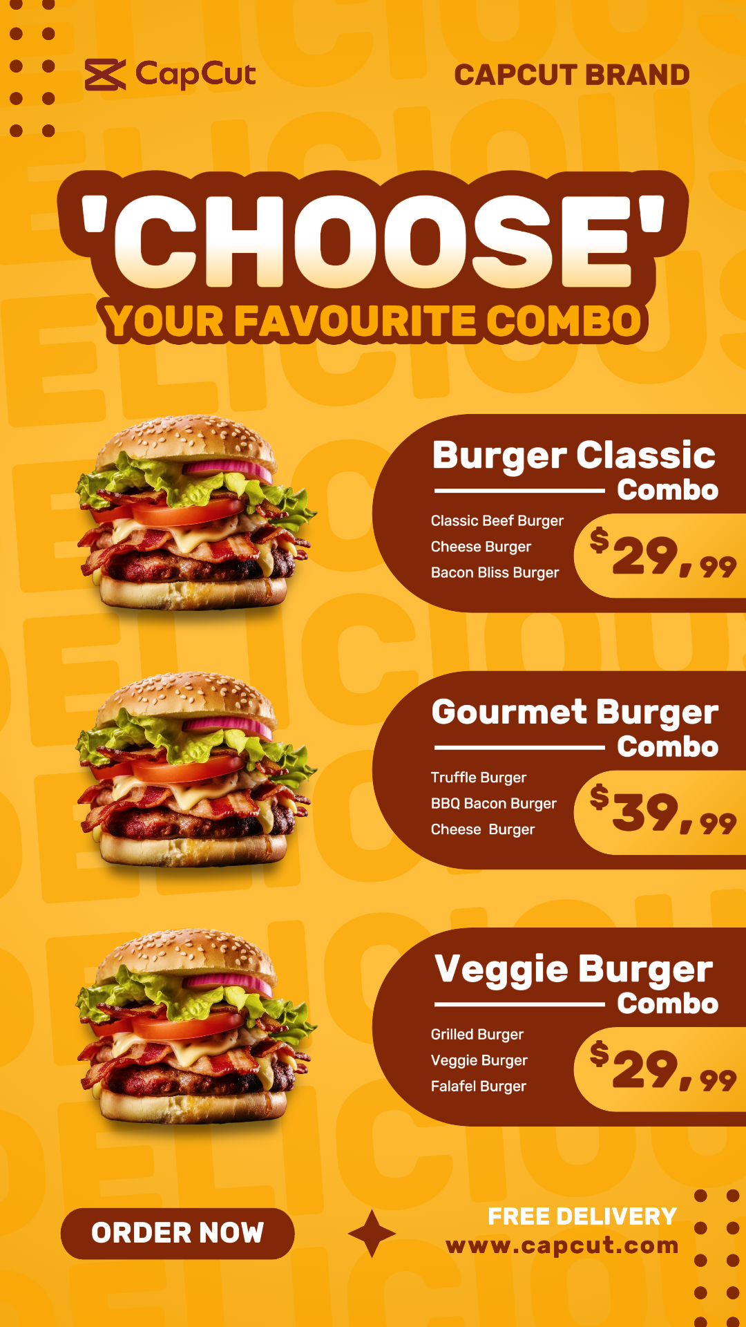 Food Burger Combo Menu Instagram Story