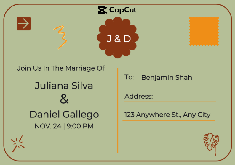 Dark Green Modern Marriage Postcard