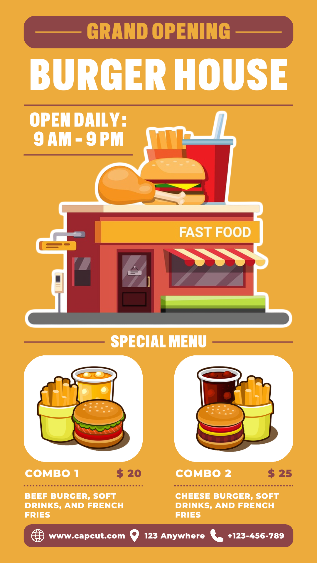 Burger House Menu Poster Promoção TikTok Post