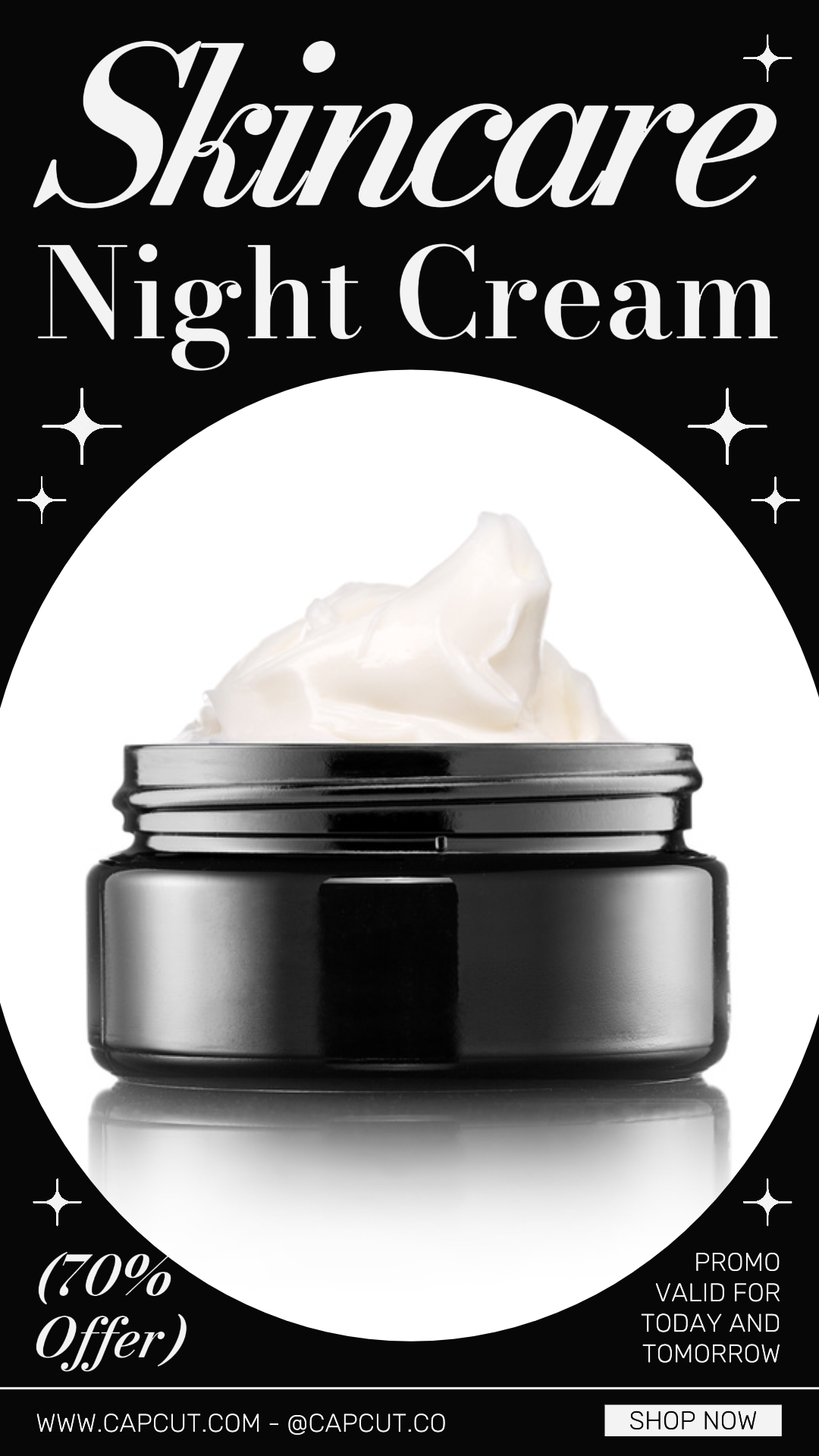 Beauty Care - Marketing Poster Skincare Night Cream Instagram Story Black White Minimalist