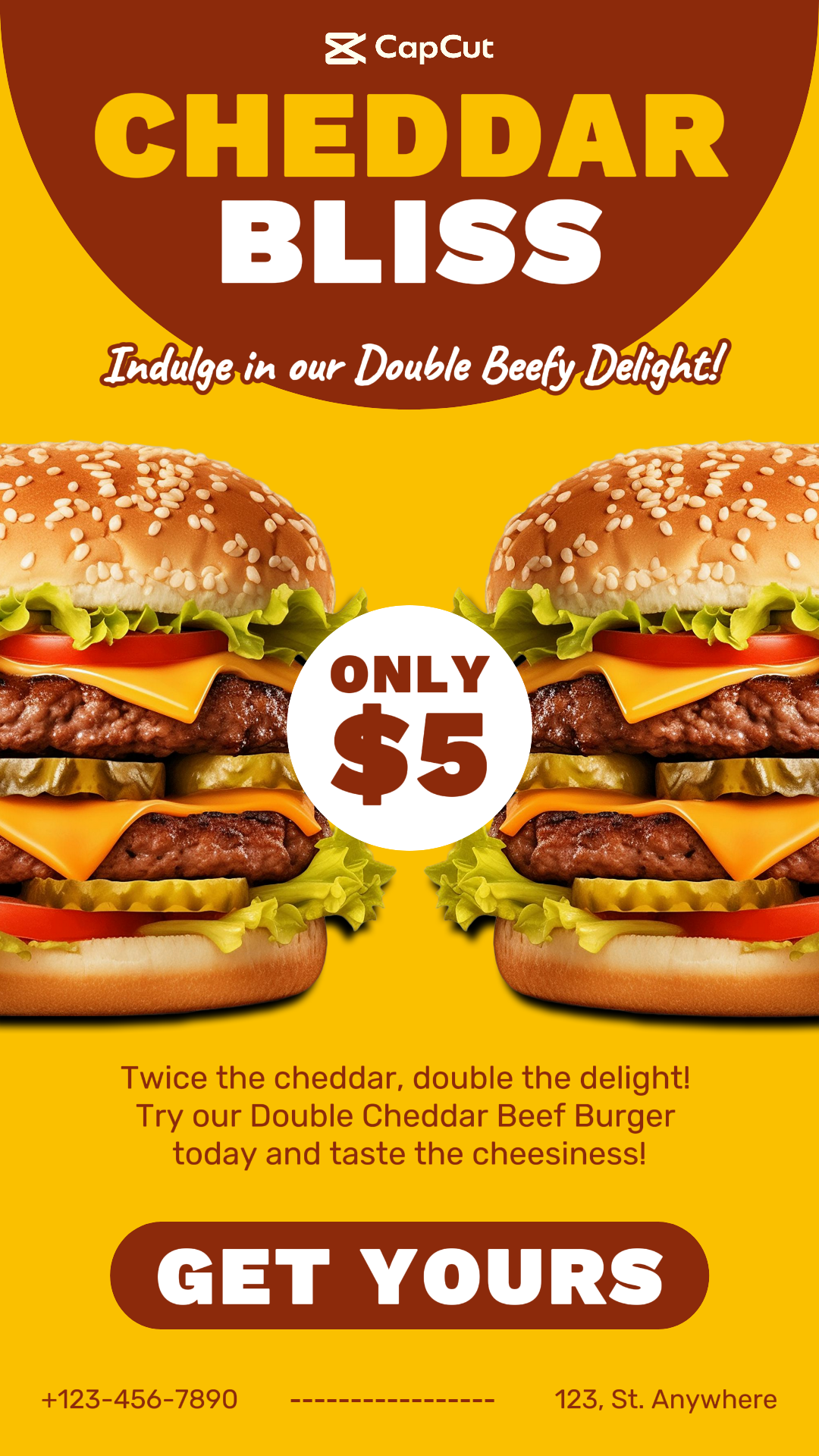 Food Double Cheddar Burger Promotion Instagram Story