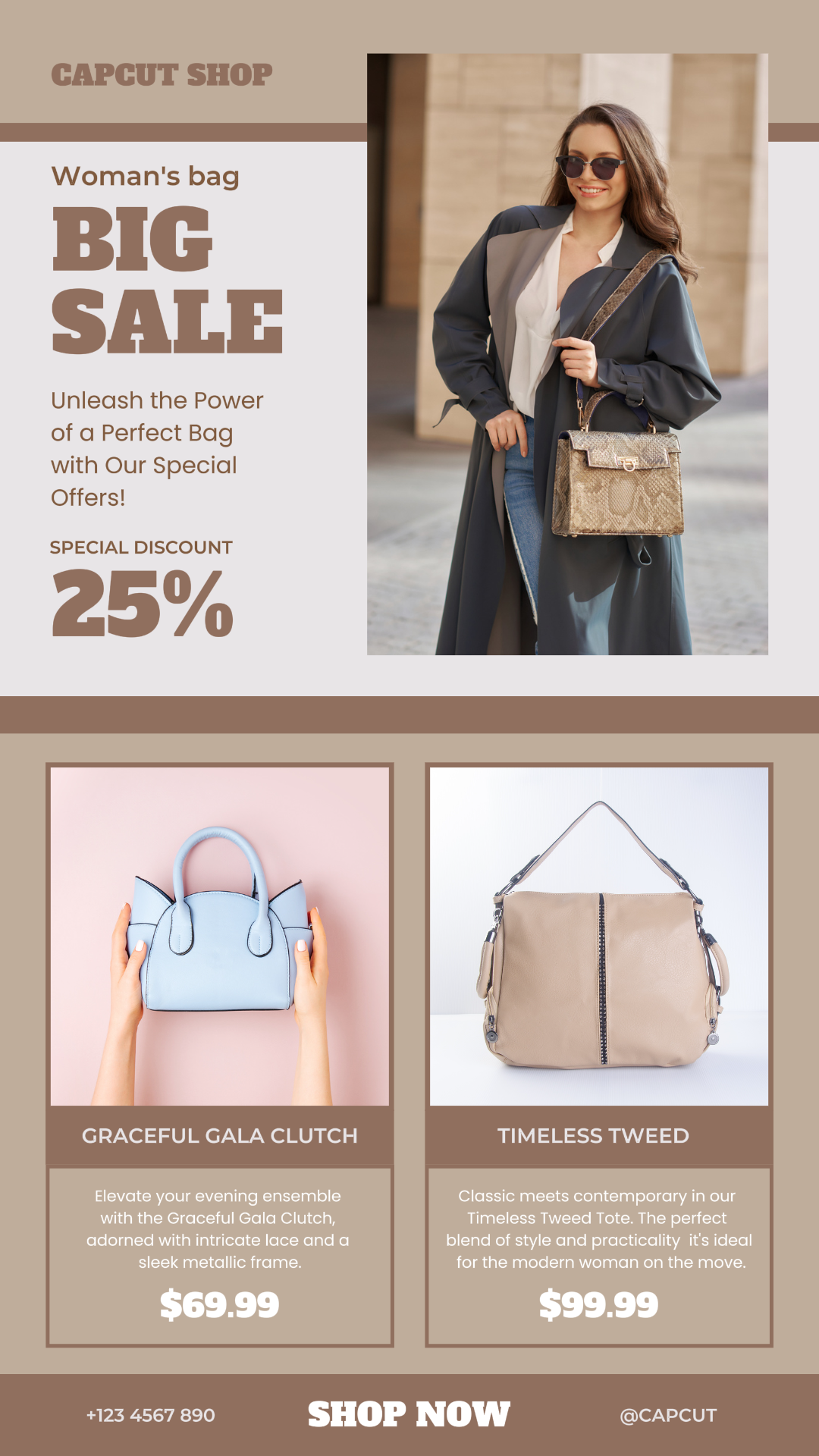 3 Promotion femme de sac d'image multi-produits pour Instagram Story