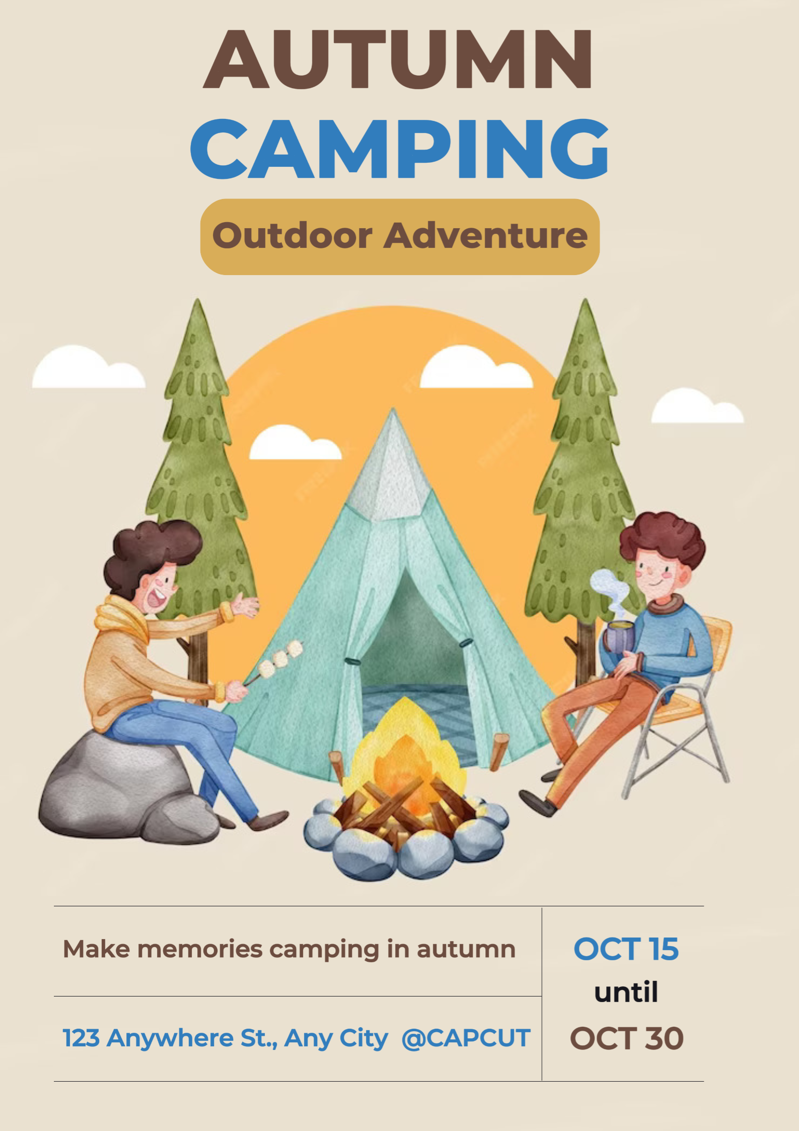 Invitation de camping d'automne non marketing