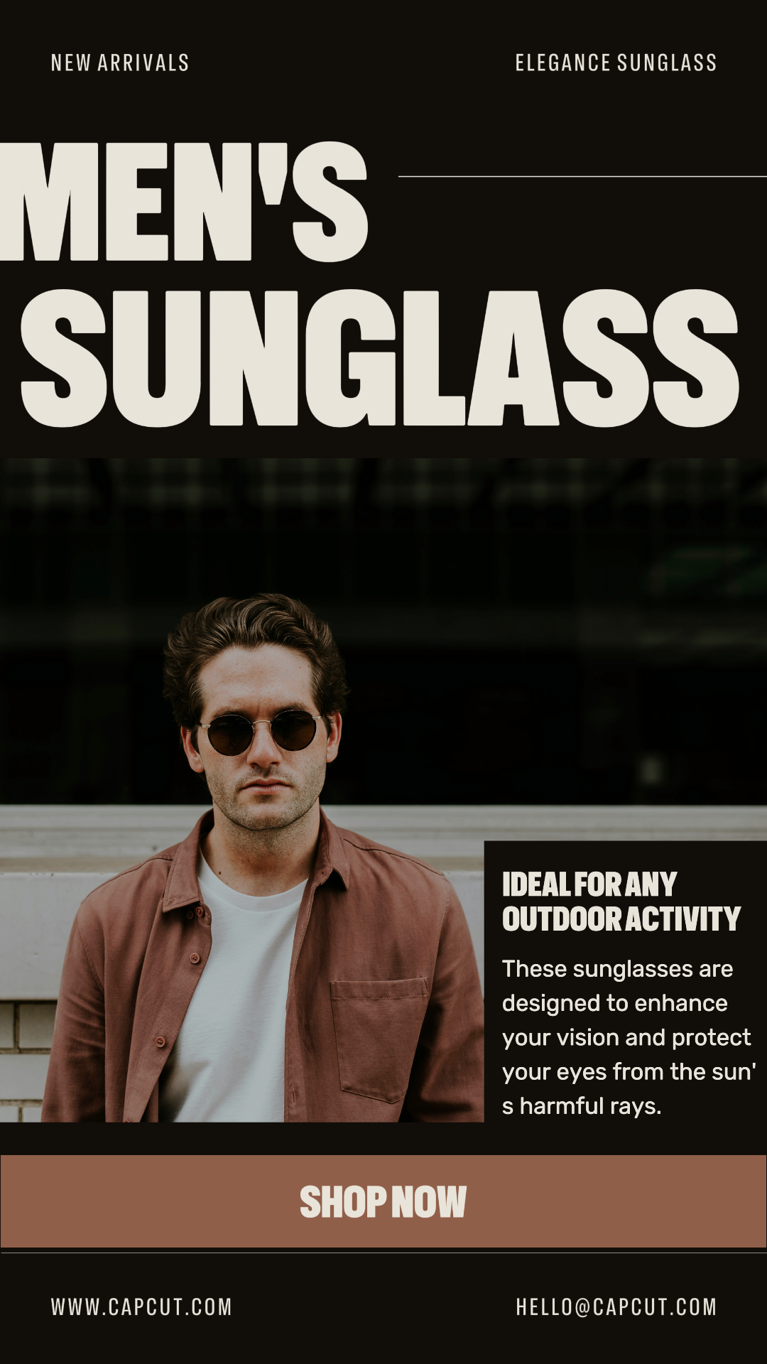 Pôster de Marketing de Roupas Óculos de Sol Masculinos Produto