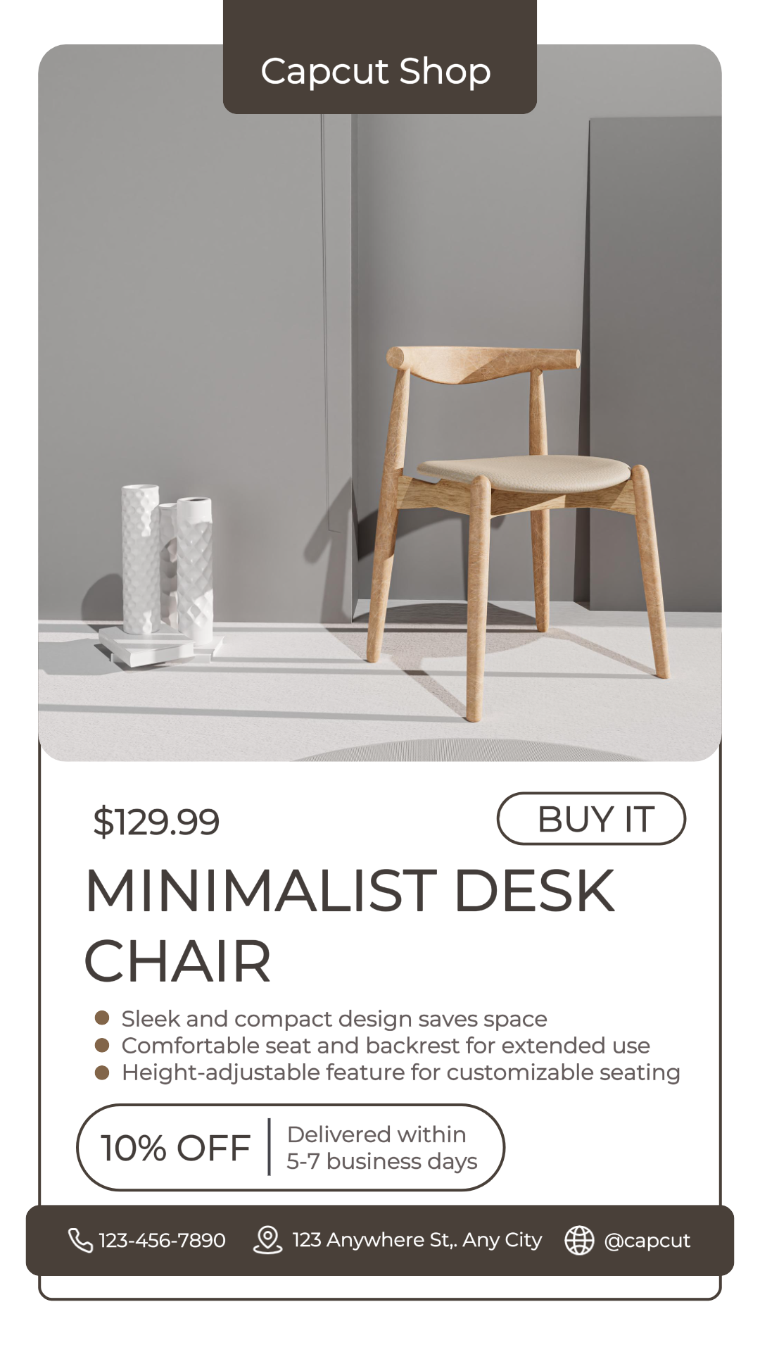 Présentoir de produits ménagers et de meubles chaise en bois tiktok style délicat