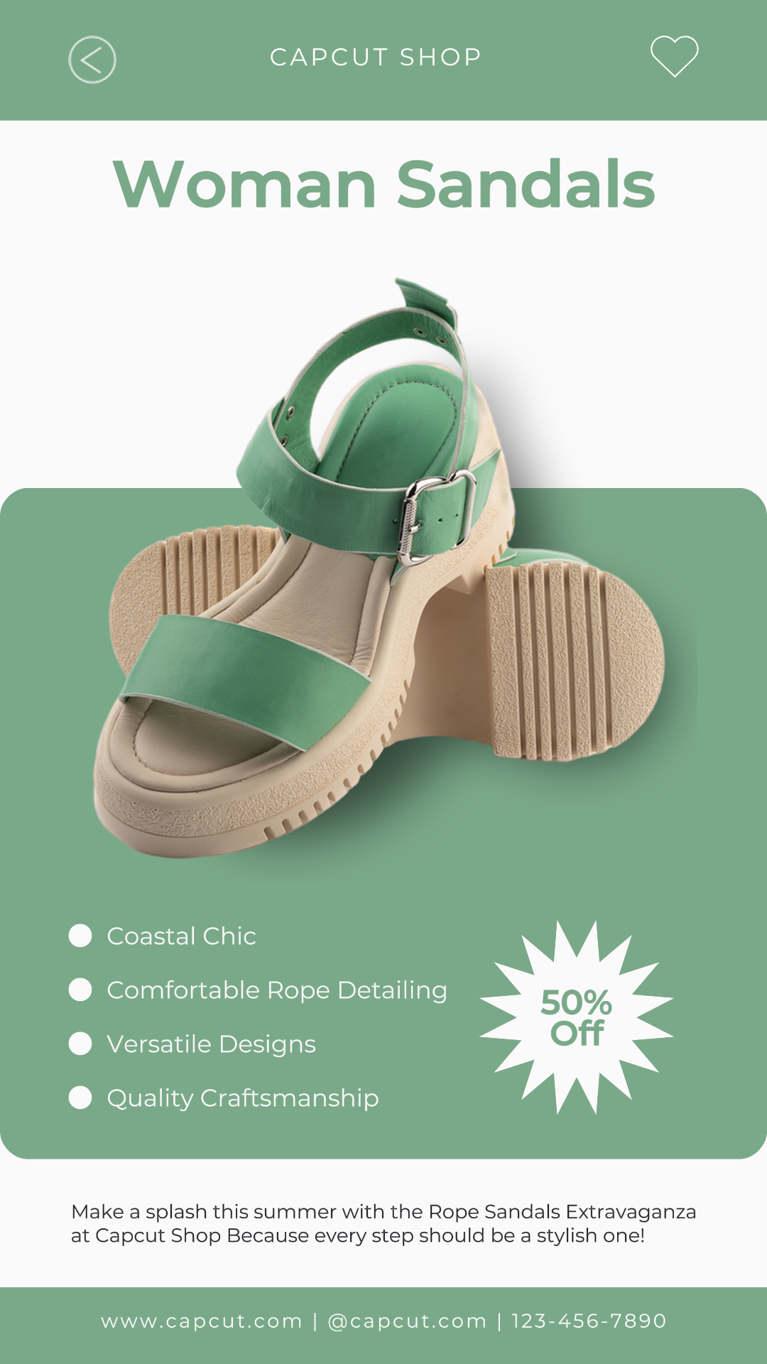 História do Instagram da promoção de sandálias de moda