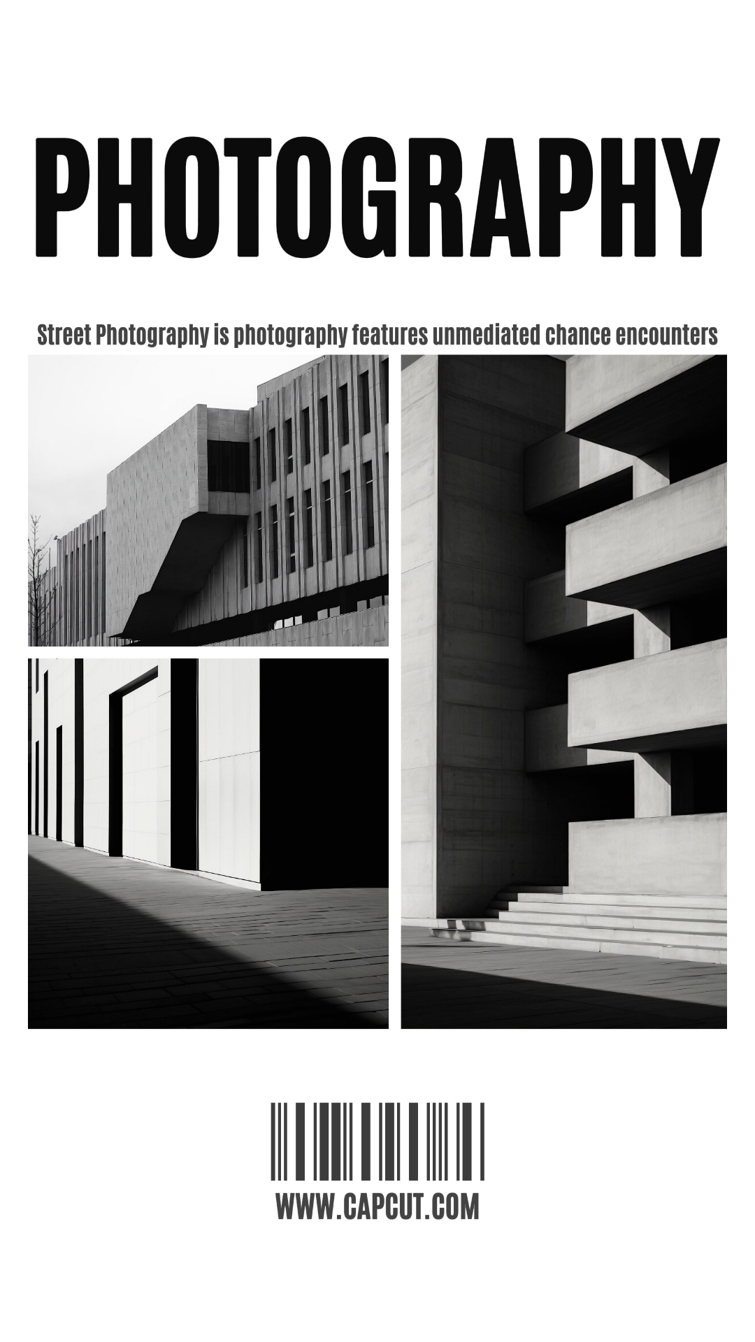 Collage minimalista Póster creativo Historia de Instagram en blanco y negro