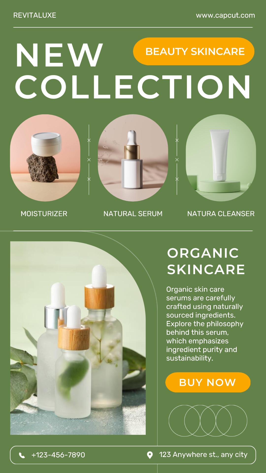 Belleza Cuidado De La Piel Nueva Colección Instagram Story Verde Y Naranja Minimalista