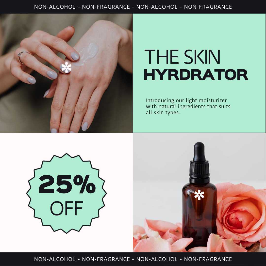 Publicação no Instagram da promoção de cuidados com a pele verde e branca