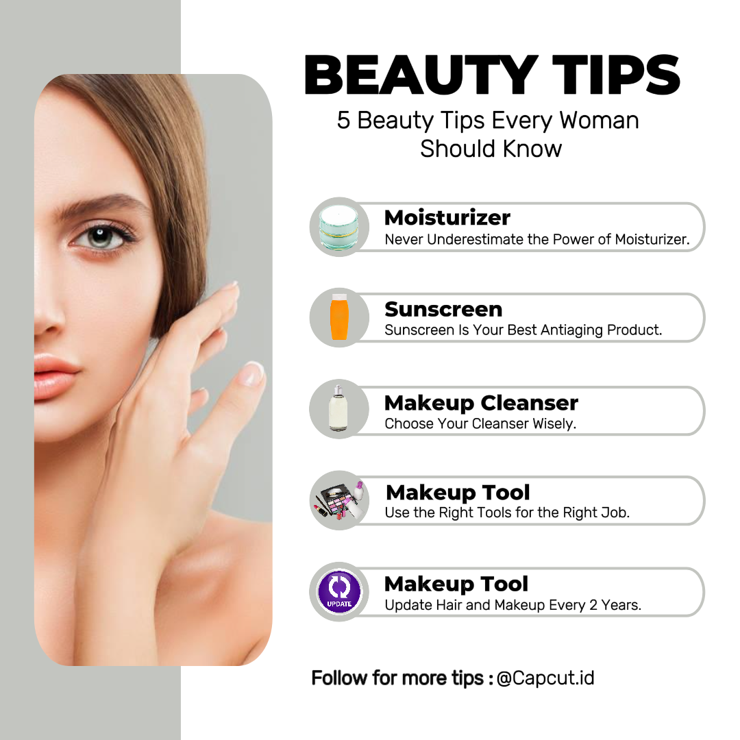 뷰티 케어 포스터 뷰티 팁 모든 여성이 알아야 할 인스타그램 포스트 그레이