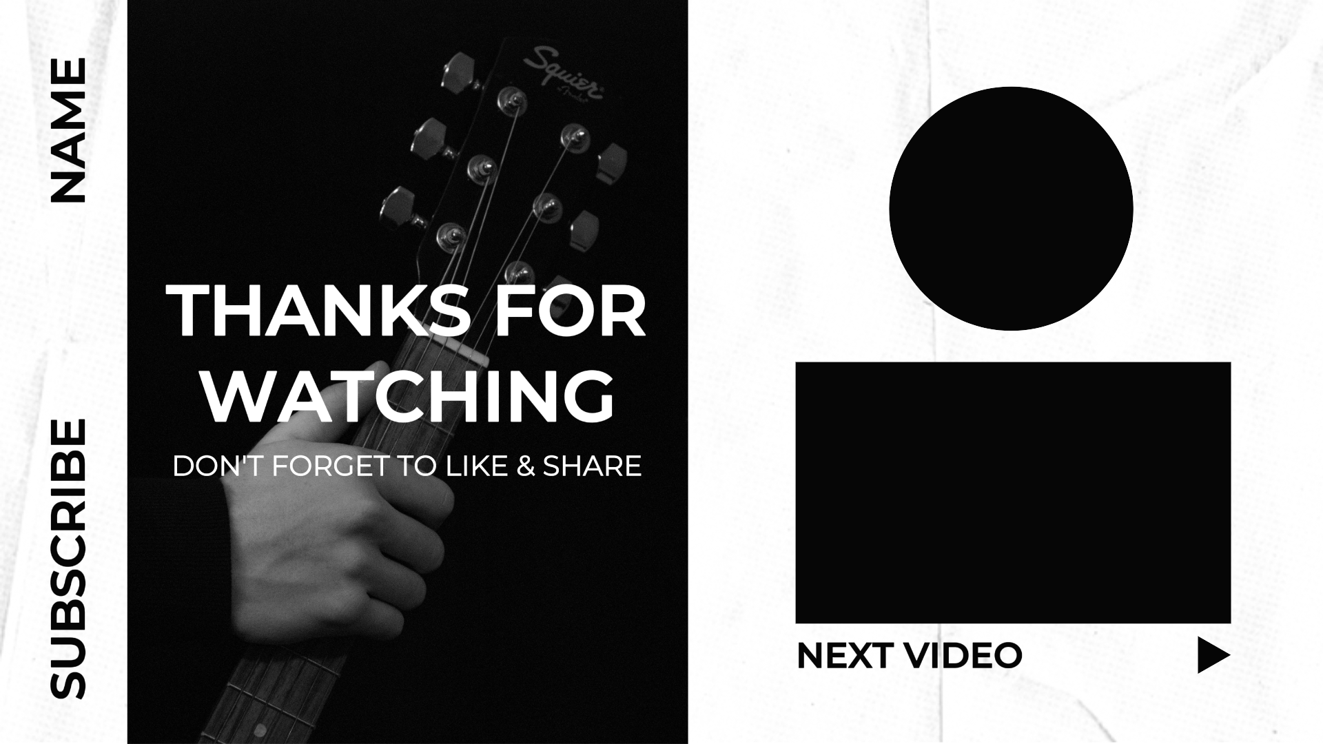 Saluran Layar Akhir YouTube Non-Pemasaran Putih Hitam Minimalis