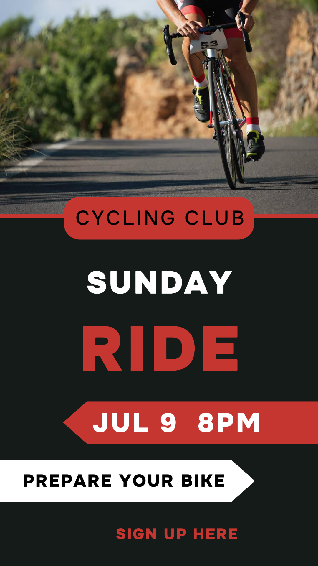 Deporte y Partido Ciclismo Cartel Creativo Instagram Story Bike Club