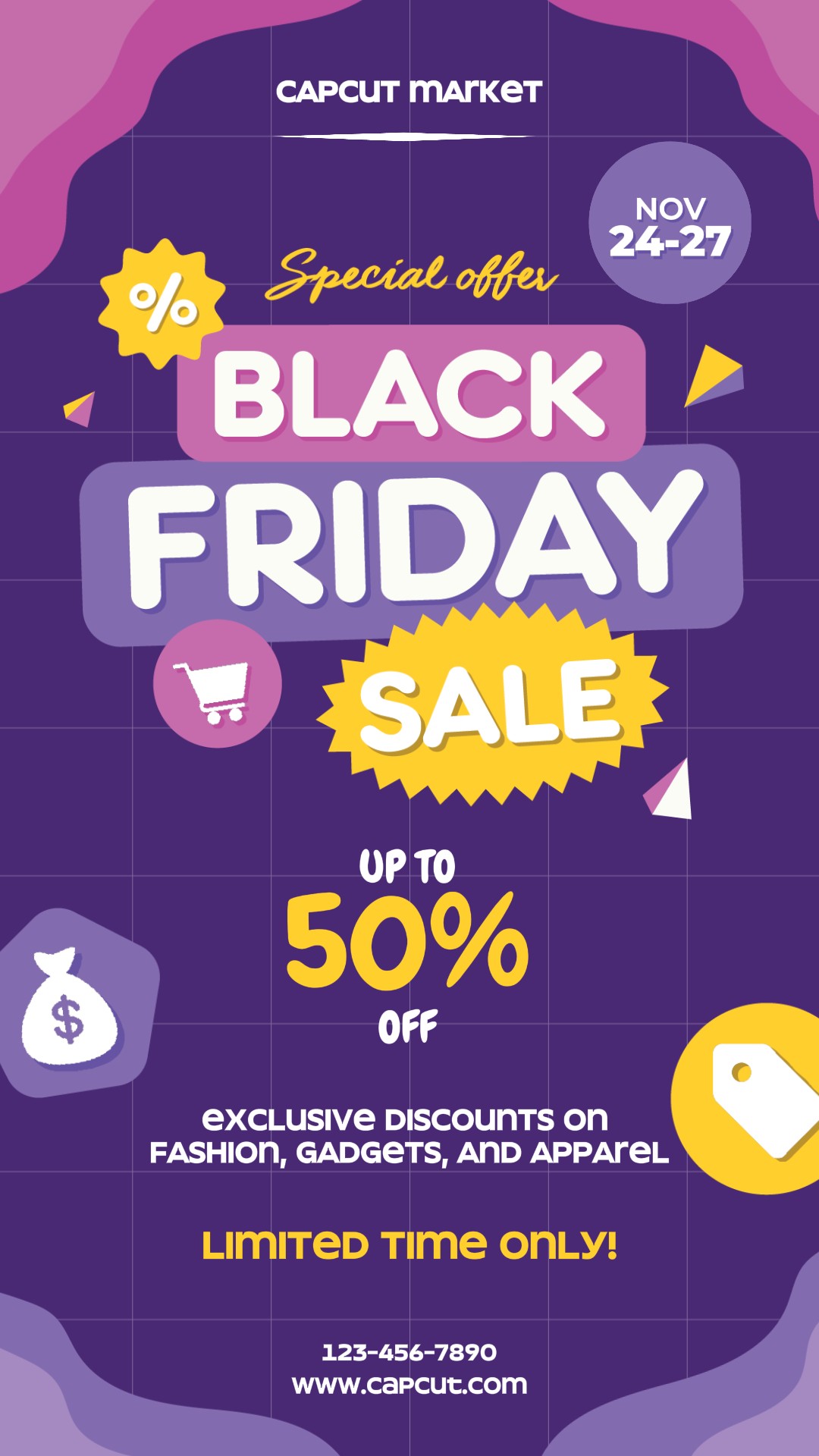 Modèle d'histoire d'offre spéciale Black Friday Sale