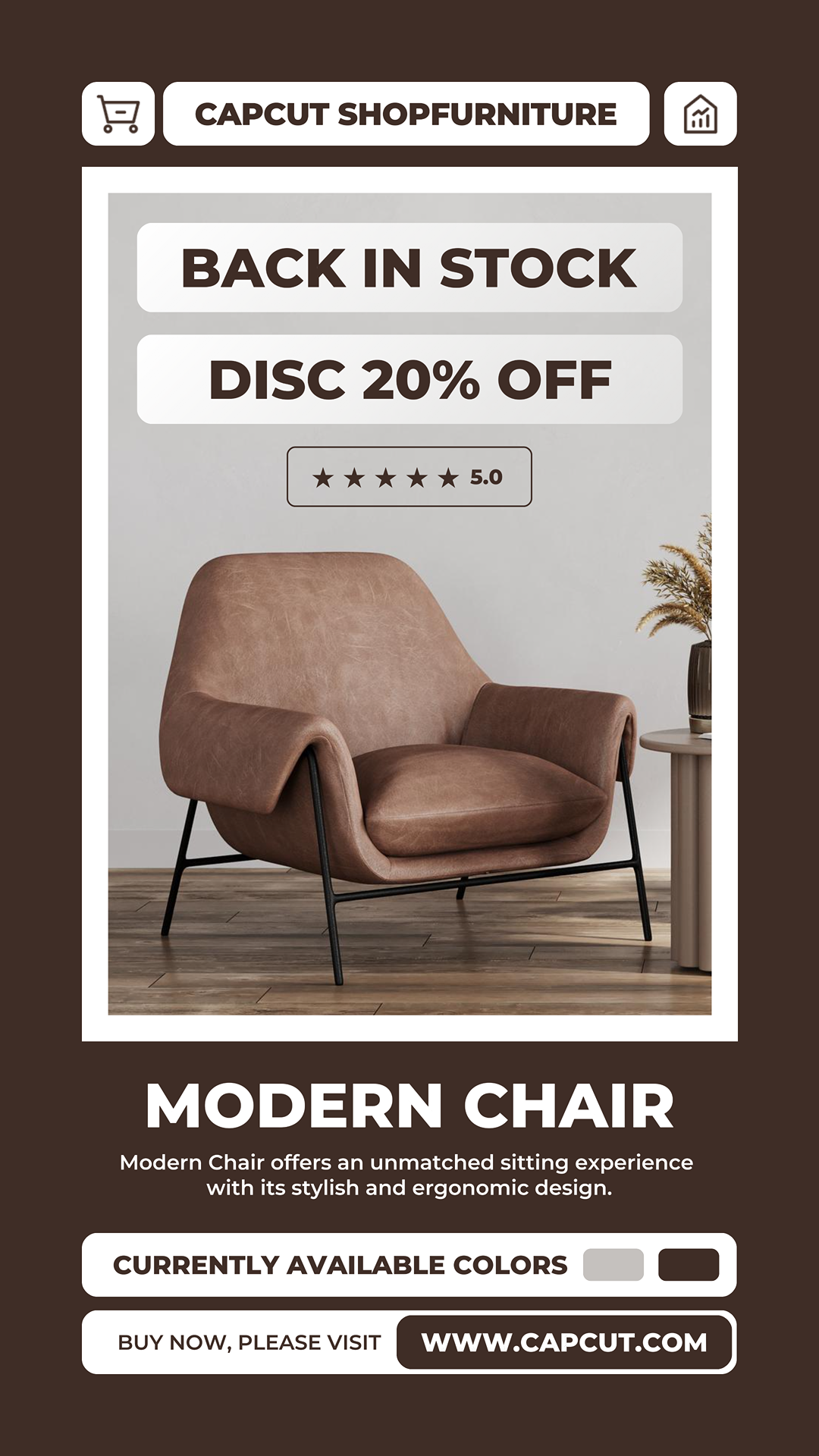 Household Marketing Poster Zurück auf Lager Moderner Stuhl