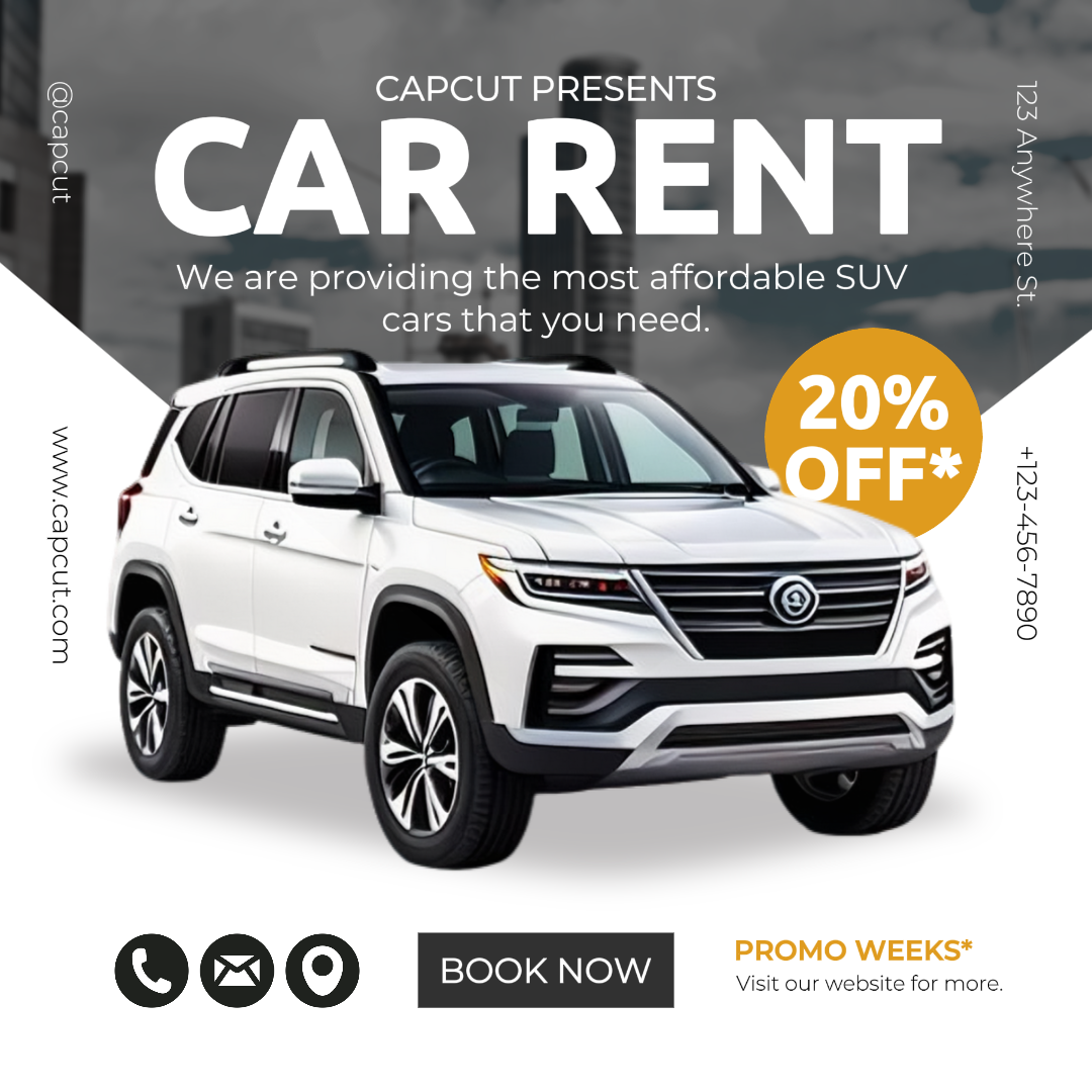 Carros Marketing Poster SUV Aluguer Branco