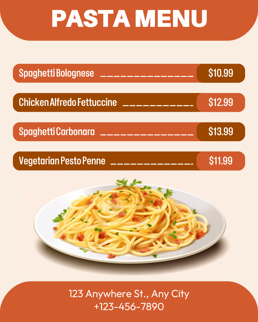 Pasta Food Menu Instagram Portrait