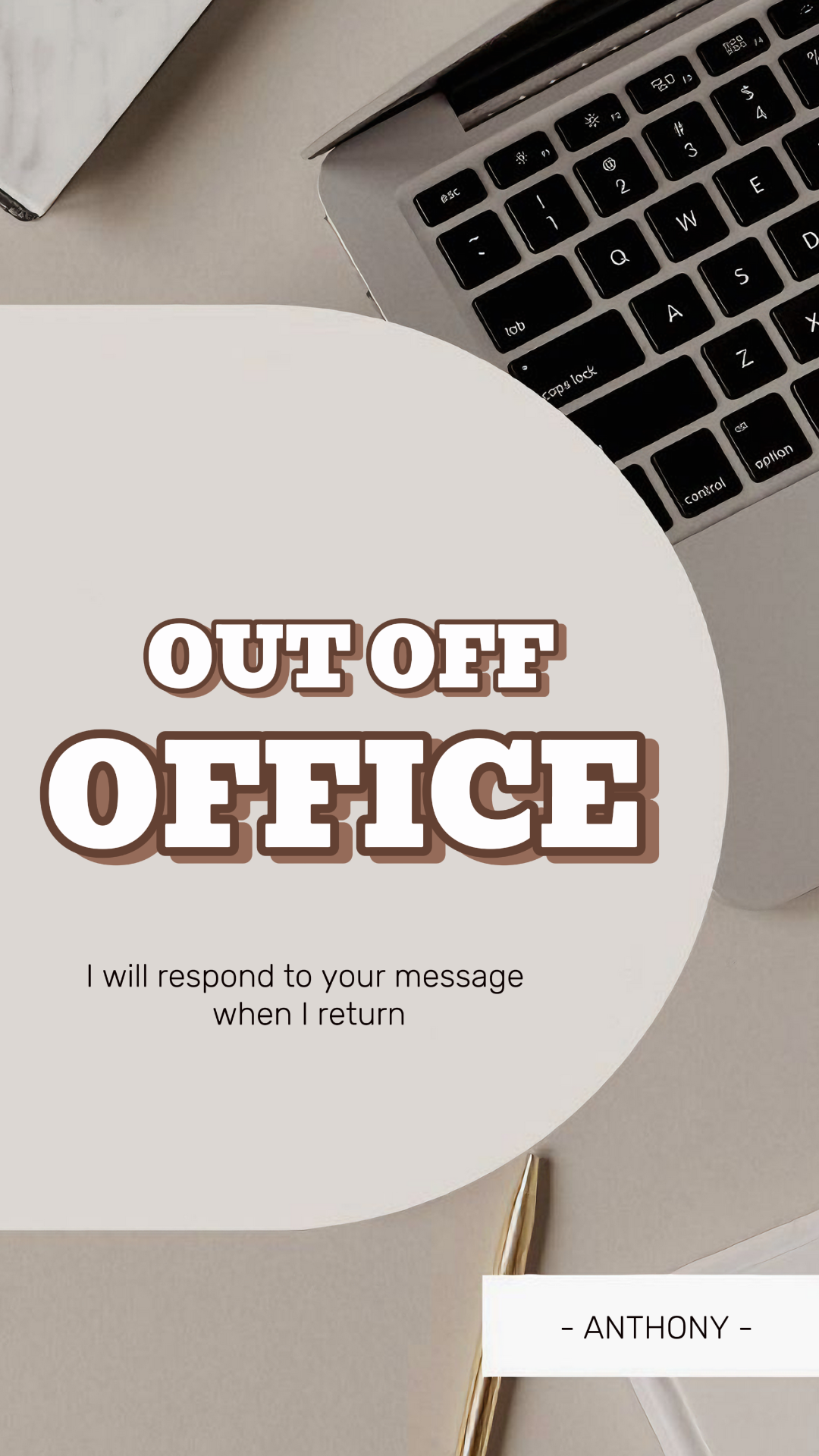 business and office marketing poster instagram story out off office brown