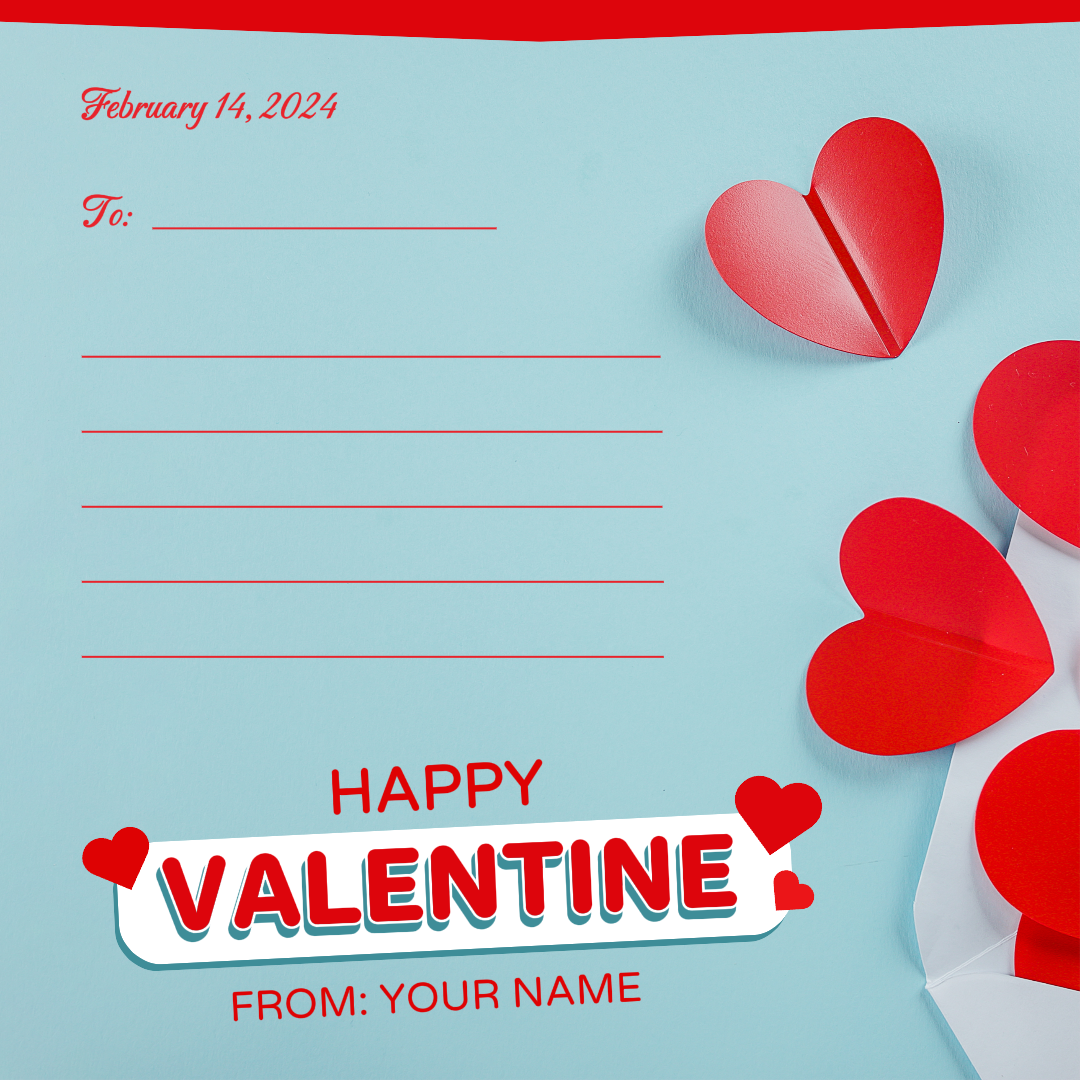 Valentine's Day Non-marketing Red Blue Wish Card Instagram Post