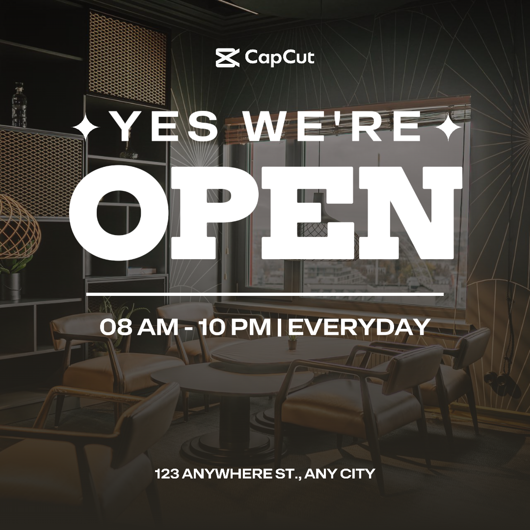 Business and Office Creative Poster We're Open Instagram Post