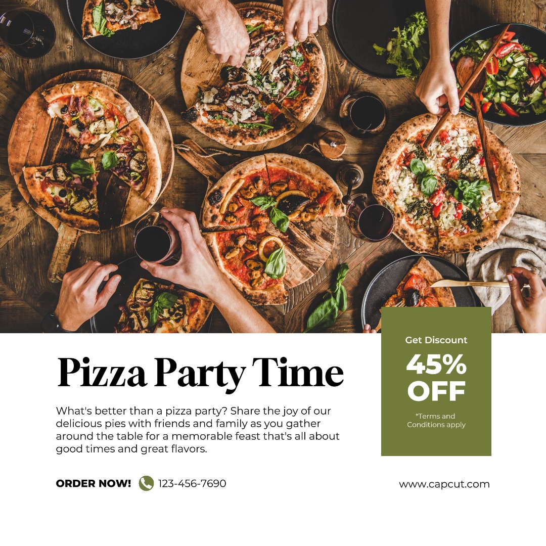 Publicação no Instagram da promoção de pizza elegante branca