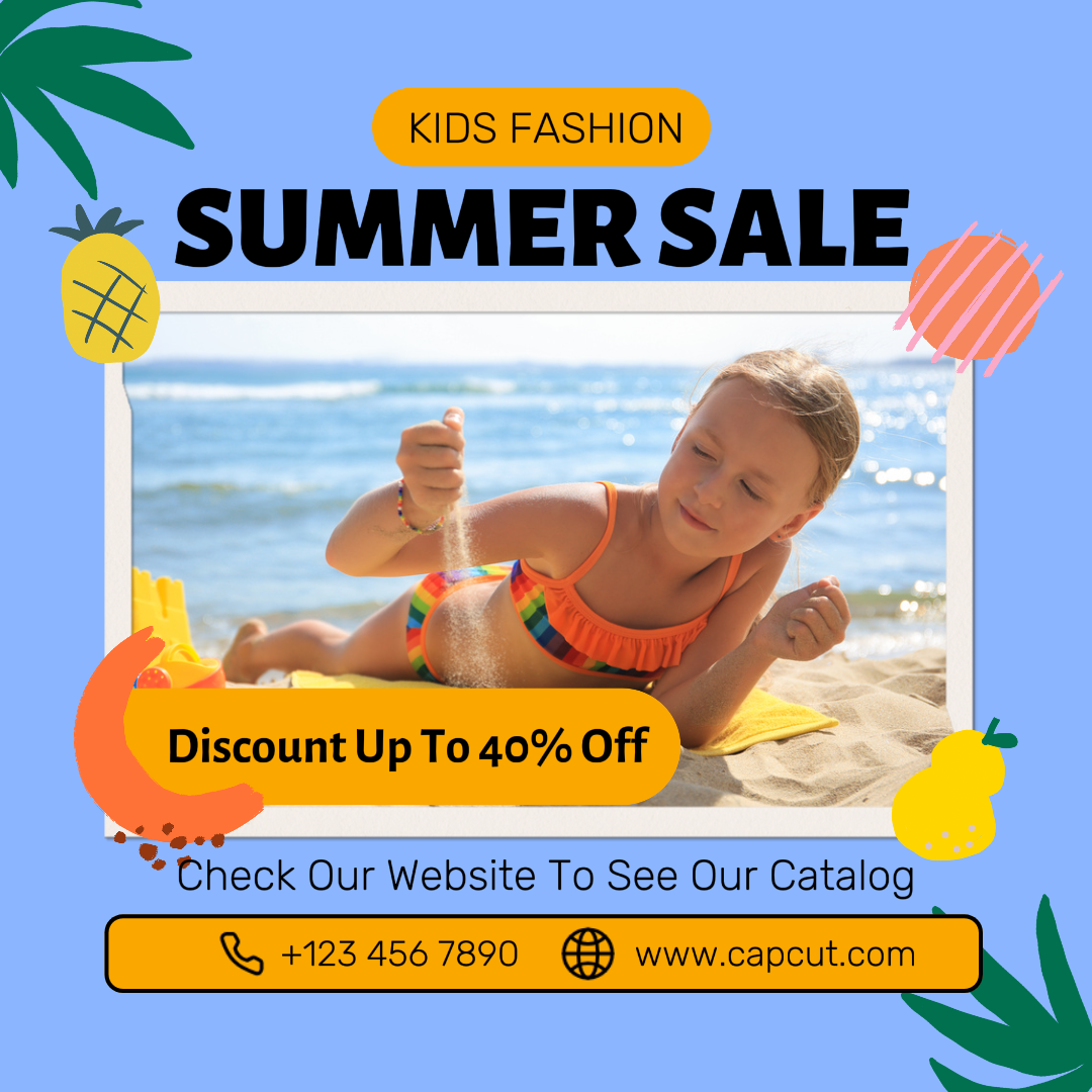 Clothing Kids Fashion Summer Sale Marketing Poster