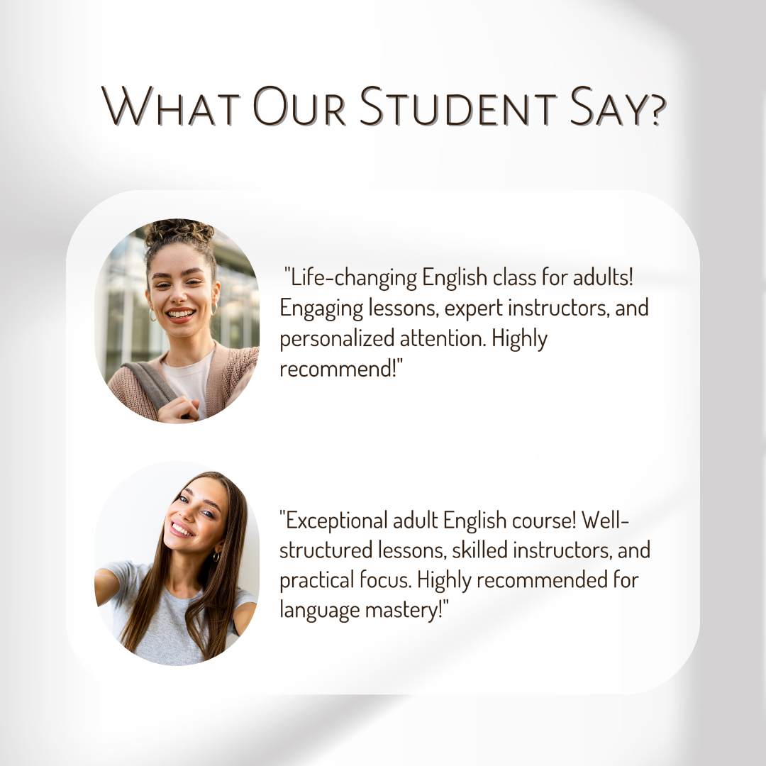 Bildung und Ausbildung Englischkurs für Erwachsene Testimonial Review White Minimalist