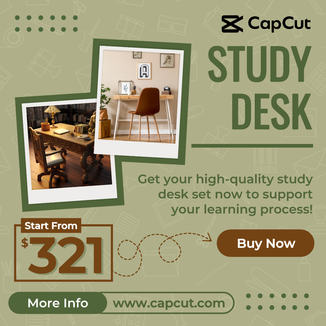 Study Desk Instagram Post Green Brown