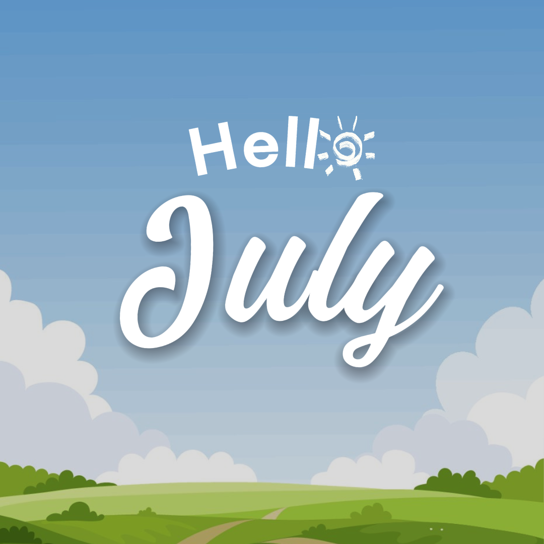 Hello July Creative Poster Instagram Post Blue