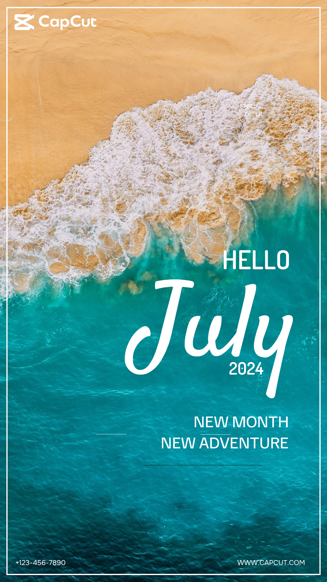Hello July - Affiche créative - Plage - Histoire Instagram 