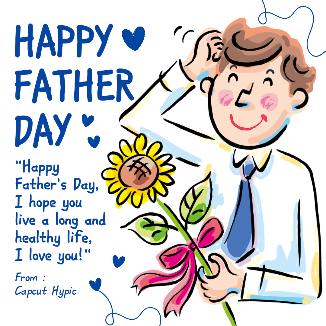 Pôster Criativo do Dia dos Pais Cartão Feliz Dia dos Pais Instagram Post Branco Azul Moderno