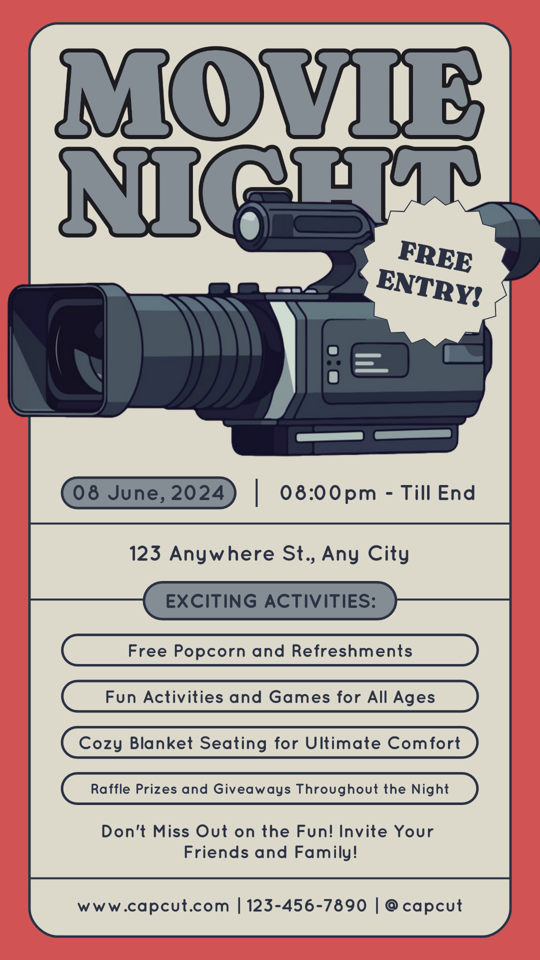 Entretenimento Marketing Pôster Noite de Cinema Promoção de Eventos História do Instagram Estilo de ilustração