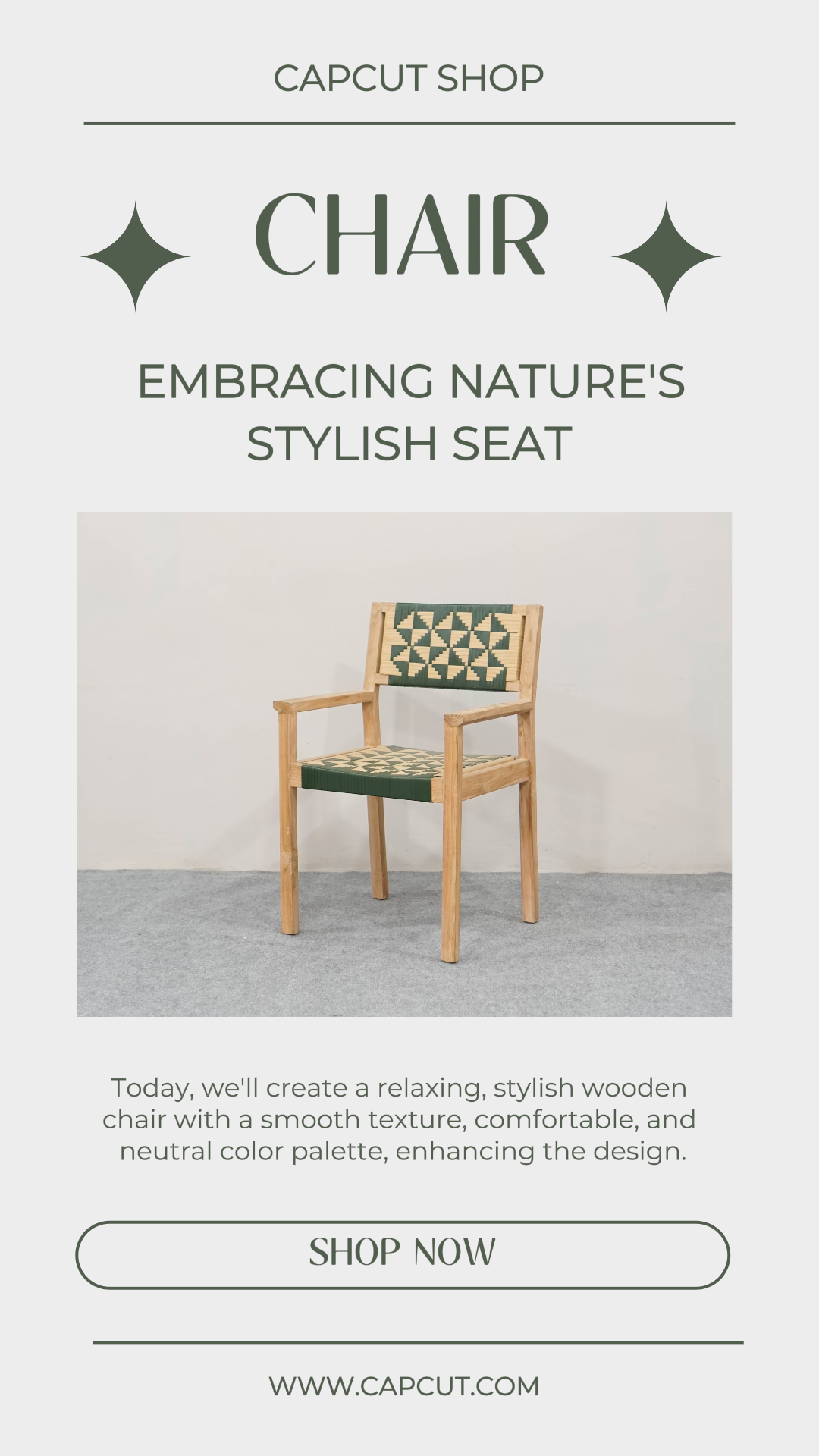 Marketing Household Display Product Instagram Story Wood Chair Green