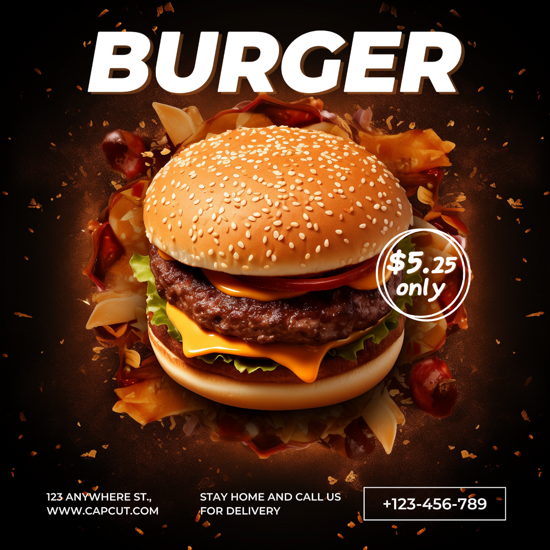 Plantilla de venta de promoción de hamburguesa de comida