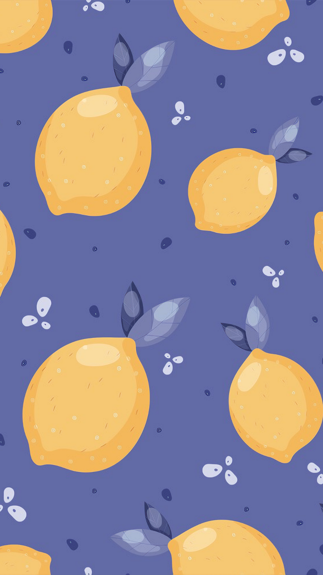 Wallpaper Buah Oranye Kuning Ungu Ilustrasi Kartun