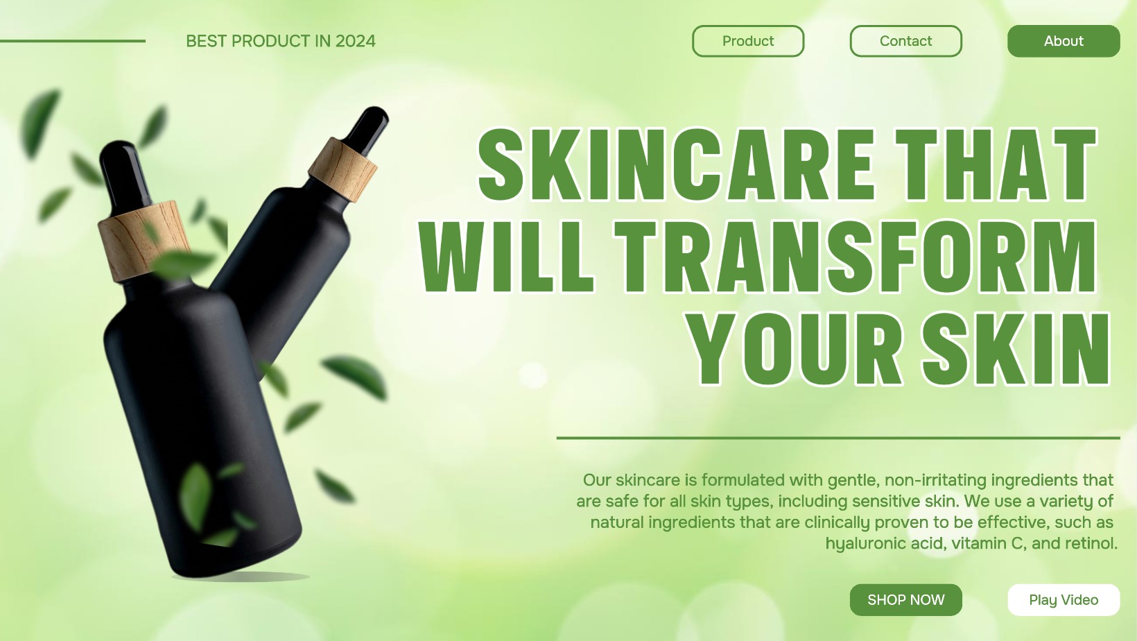 Banner de promoção de cuidados com a pele verde