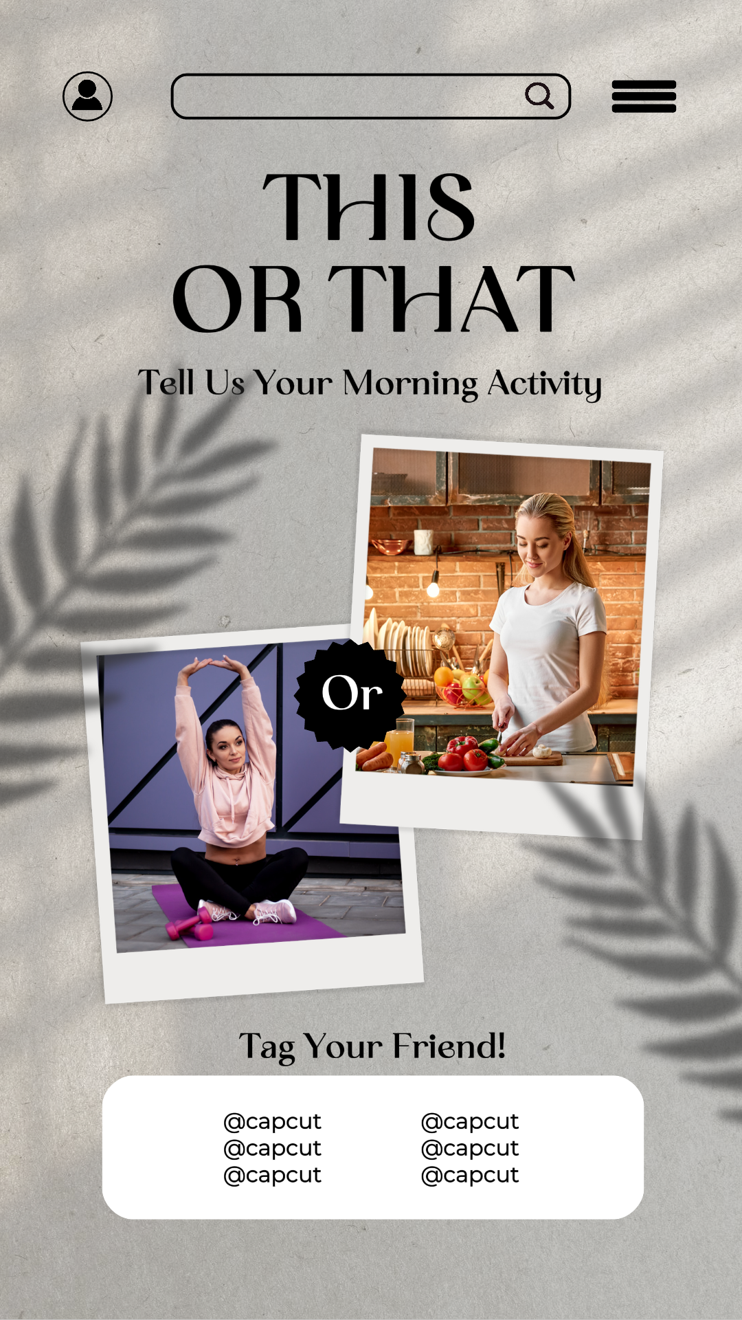 This or that minimalism instagram story